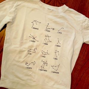 Worn once. Crew sweatshirt . White. Zodiac signs.
